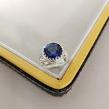 2ct Engagement Ring Round Cut Blue Sapphire Vintage Inspired 14k White Gold Over