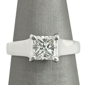 1Ct Princess Cut Diamond Wide Band Classic Solitaire Ring 14K White Gold Finish