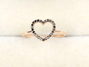 0.4ct Engagement Ring Round Cut Diamond Open Heart Shaped 14k Rose Gold Finish