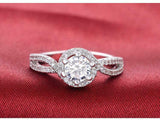 3Ct Round Cut Diamond Halo Split Shank Engagement Ring 14K White Gold Finish