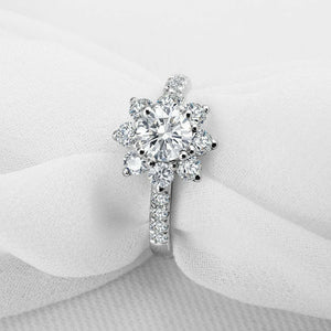 2.2ct Round Cut Diamond Engagement Ring Floral Solitaire 14k White Gold Finish