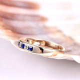 1ct Princess Cut Blue Sapphire Eternity Wedding Band Ring 14k Rose Gold Finish