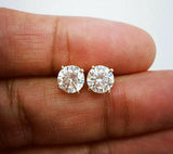 2Ct Round Cut VVS1 Diamond Classic Solitaire Stud Earrings 14K White Gold Finish