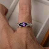 2ct Marquise Cut Amethyst Solitaire with Cross Accent Ring 14k White Gold Finish