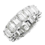 4.5ct Emerald Cut Diamond Wedding Band Iced Full Eternity 14k White Gold Finish