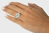 2.6ct Oval Cut Diamond Engagement Ring Trilogy Pear Accent 14k White Gold Finish