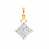 1.75ct Diamond Pendant Princess Cut Brilliant Tile 14k Dual Gold Finish NO CHAIN