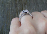 2ct Princess Cut Diamond Engagement Ring 14k White Gold Finish Halo Bridal Set