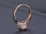 1.5ct Emerald Cut Peach Morganite Solitaire Engagement Ring 14k Rose Gold Finish