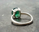 2.2ct Engagement Ring Oval Cut Green Emerald Solitaire 14k White Gold Finish