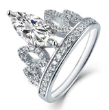 2.6ct Marquise Cut Diamond Engagement Ring Princess Crown 14k White Gold Finish