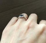 0.6ct Princess Cut Blue Sapphire Engagement Ring Bezel Set 14k White Gold Finish