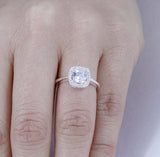 2Ct Cushion Cut DVVS1 Diamond Stylish Halo Engagement Ring 14K White Gold Finish