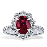 2ct Oval Cut Pink Ruby Engagement Ring Diamond Halo 14k White Gold Finish