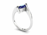 1ct Pear Cut Blue Sapphire Engagement Ring Bypass Solitaire 14k WhiteGold Finish