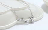 1.1ct Round Cut Diamond Antler Shape Design Pendant Chain 14k White Gold Finish