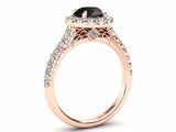 2ct Round Cut Black Diamond Engagement Ring Halo Bridal Set 14k Rose Gold Finish