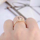 2ct Heart Cut Morganite Engagement Ring Halo Diamond Accents 14k YellowGold Over