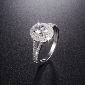 2.5ct Oval Cut Diamond Engagement Ring 14k WhiteGold Over Double Halo Split Band