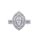 5Ct Marquise Cut Diamond Bridal Set Dual Halo Ring Band 14K White Gold Finish