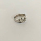 2ct Engagement Ring Round Cut Diamond Floral Halo Design 14k White Gold Finish