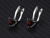 1.5ct Drop Earrings Trillion Cut Garnet Solitaire Latch Back 14k White Gold Over