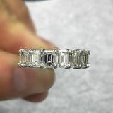 5Ct Emerald Cut Diamond Women Wedding Band 14K White Gold Finish Full Eternity