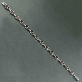 9Ct Oval Cut Red Garnet Stylish Design Tennis Bracelet 14K White Gold Finish