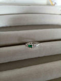 1ct Engagement Ring Baguette Cut Green Emerald Three Stone 14k White Gold Finish