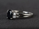 2ct Engagement Ring Oval Cut Black Diamond Stylish Solitaire 14k White Gold Over