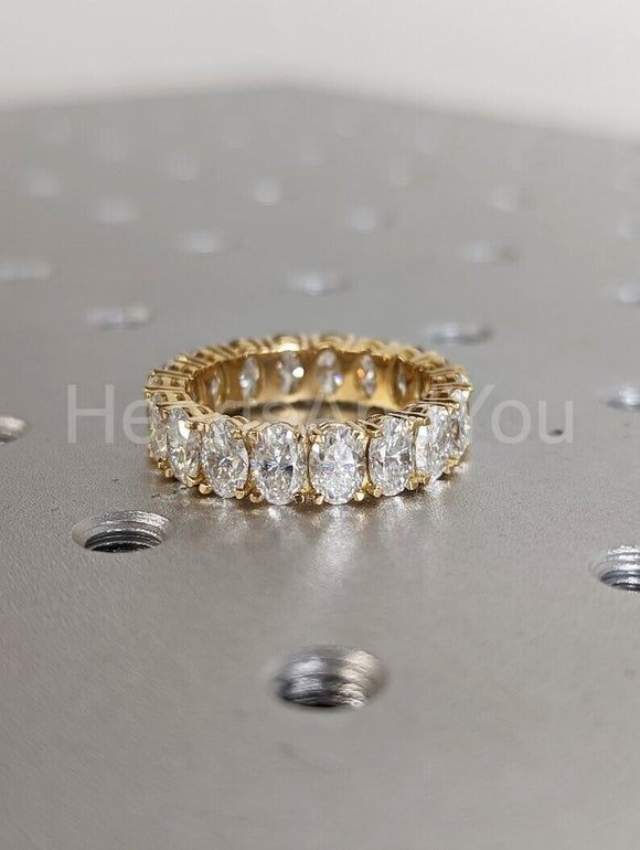 3ct Oval Cut Simulated Diamond Full Eternity Wedding Band 14k Yellow Gold Plated