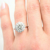 2.35ct Round Cut VVS1D Diamond Engagement Ring Floral Halo 14k White Gold Finish