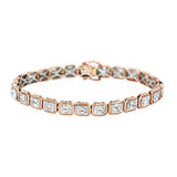 18Ct Baguette Sparkle Diamond Elegant Women Tennis Bracelet 18K Rose Gold Finish