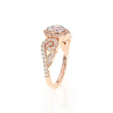 2.5ct Round Cut Diamond Engagement Ring Floral Halo Solitaire 14k Rose Gold Over