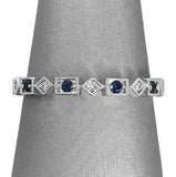 2Ct Round Cut Blue Sapphire Diamond Milgrain Wedding Band 14K White Gold Finish