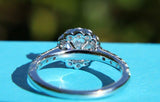 Halo Solitaire Engagement Ring 1.3ct Round Cut Diamond 14k White Gold Finish