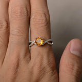 1.4ct Round Cut Yellow Citrine Engagement Ring 14k White Gold Finish Infinity