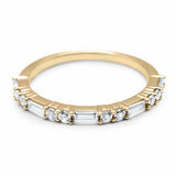 1.2ct Baguette Cut Diamond Stackable Half Eternity Band 14k Yellow Gold Finish