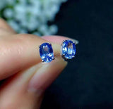 1.5ct Stud Earrings Oval Cut Blue Tanzanite Solitaire Design 14k White Gold Over