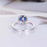 1.4ct Round Cut Blue Sapphire Engagement Ring Halo Solitaire 14k White Gold Over