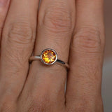 2ct Round Cut Yellow Citrine Engagement Ring 14k White Gold Finish Bezel Set