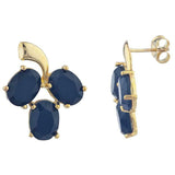 2.3ct Drop Earrings Oval Cut Blue Sapphire Berry Fruit 14k Yellow Gold Finish