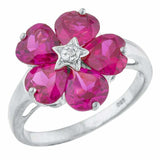 5ct Engagement Ring Heart Cut Pink Ruby Floral Women 14k White Gold Finish