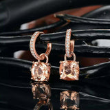 2ct Huggies Earrings Cushion Cut Peach Morganite Solitaire 14k Rose Gold Finish