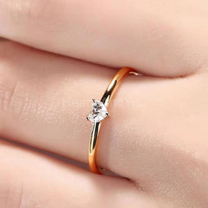 0.6ct Heart Simulated Diamond Minimalist Engagement Ring 14k Yellow Gold Plated