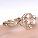 1.3ct Oval Cut Peach Morganite Infinity Engagement Ring 14k Yellow Gold Finish