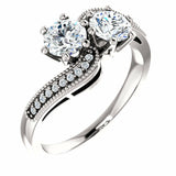 1.5ct Round Cut 2 Stone Vintage Solitaire Engagement Ring 14k White Gold Finish