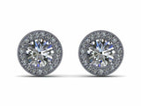 1ct Round Cut Diamond Cluster Solitaire Stud Earring Women 14k White Gold Finish