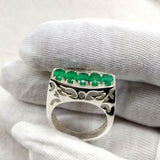 3ct Engagement Ring Oval Cut Green Emerald Filigree Cocktail 14k White Gold Over