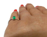 0.3ct Engagement Ring Marquise Cut Green Emerald Solitaire 14k White Gold Finish